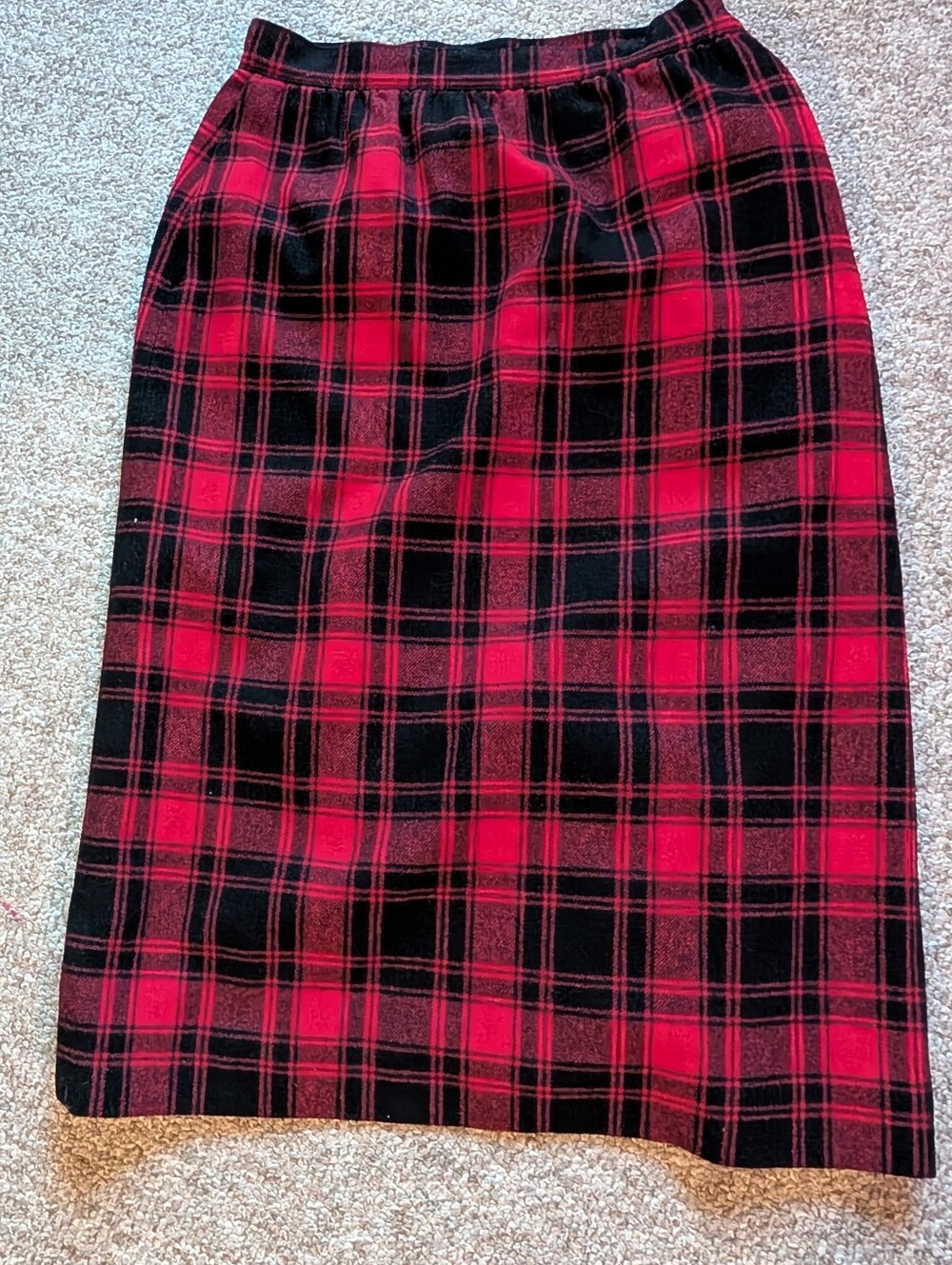 Pendleton Red and Black Plaid Midi Skirt